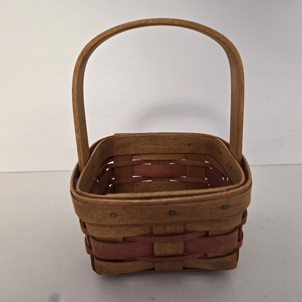 Vintage Longaberger Bi-color Basket with Handle 5" Square‎ 1991 RARE